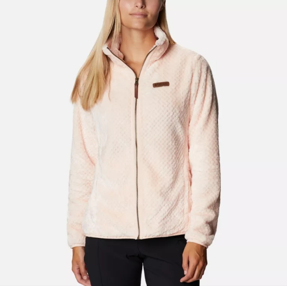 Columbia pink textured sherpa fleece jacket Xs Fireside II